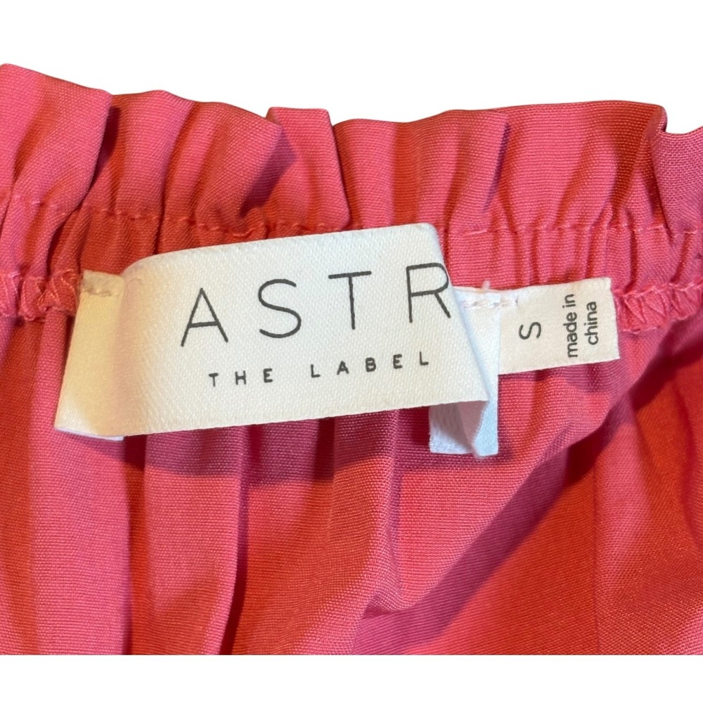 ASTR The Label Blouse Womens‎ Small Pink Smocked Peplum Long Sleeve Coquette - Picture 8 of 8